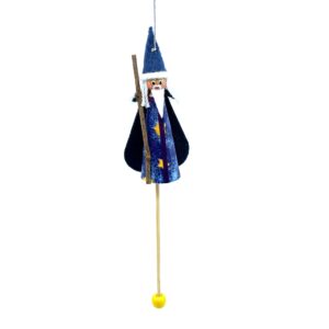 Wizard Merlin Stick Puppet Navy Blue Cape