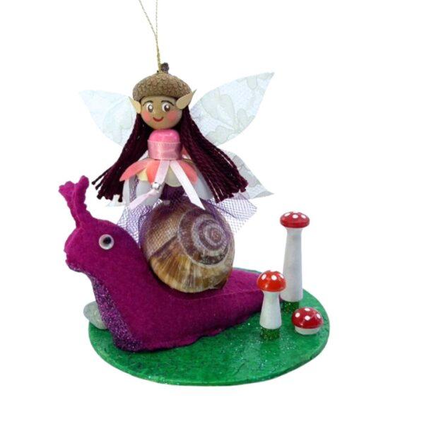 Fairy Riding a Fucsia Snail