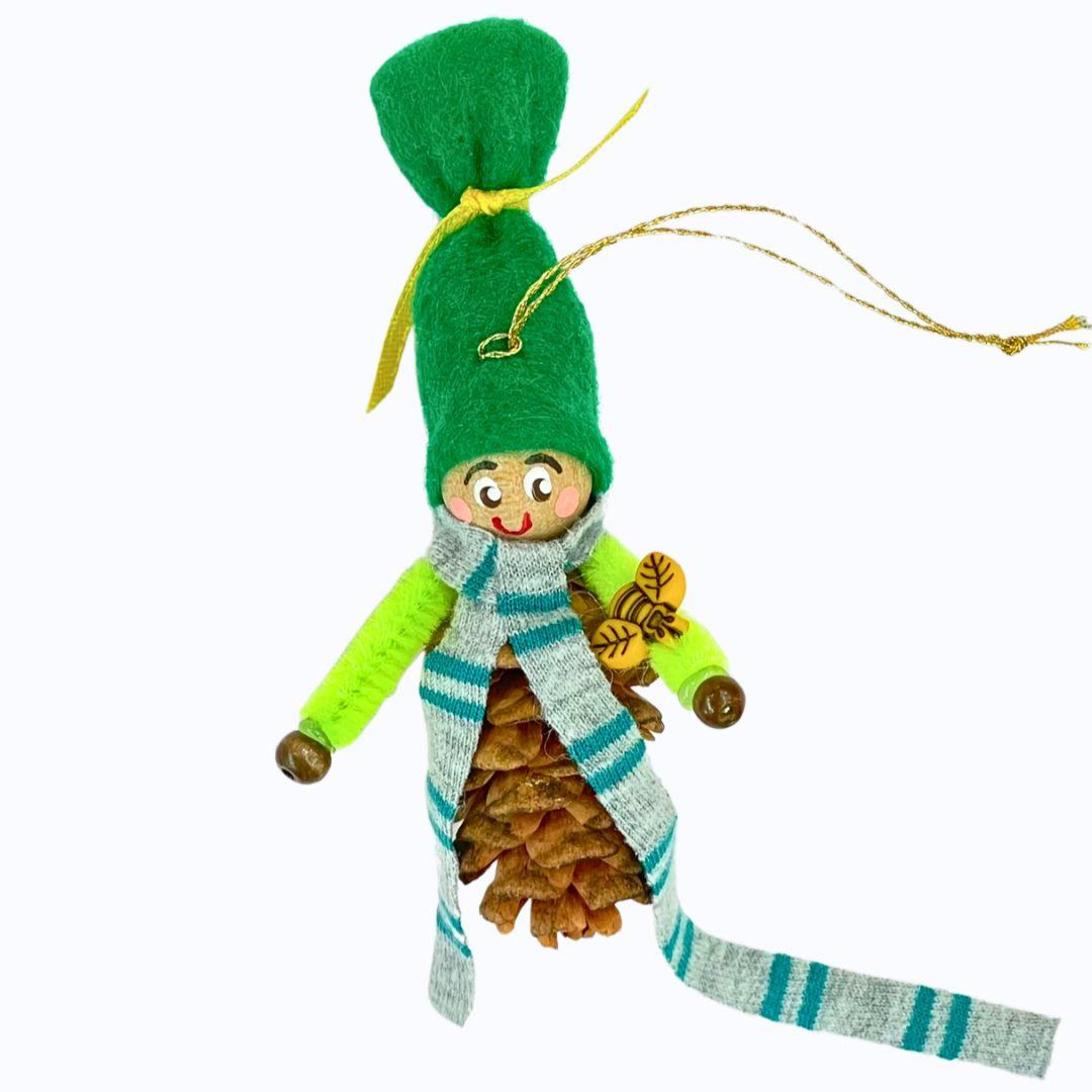 Pinecone Gnome with Green Hat