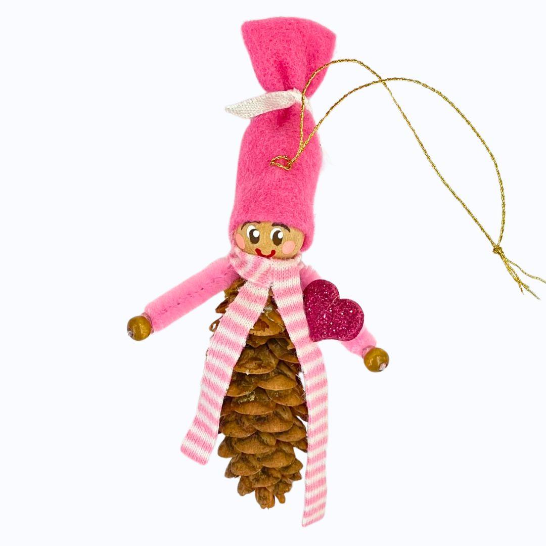 Pinecone Gnome with Pink Hat